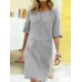 Casual Solid Color Decorative Pockets Half Sleeve Loose Midi Dress