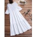 Ethnic Women V-neck Long Sleeve Floral Print Holiday Bohemian Pleated Maxi Dress