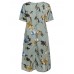 Retro Floral Print Two Pockets Loose Casual Dress For Women