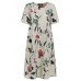 Retro Floral Print Two Pockets Loose Casual Dress For Women