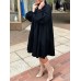 Women Cotton Solid Color Lapel Puff Sleeve Pleated Casual Shirt Dress