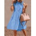 Women Solid Color Ruffles Trim Sleeveless Simple Midi Dresses