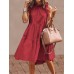 Women Solid Color Ruffles Trim Sleeveless Simple Midi Dresses