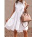 Women Solid Color Ruffles Trim Sleeveless Simple Midi Dresses