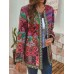 Ethnic Style Vintage Floral Printed Long Sleeve Coats For Women