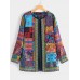 Ethnic Style Vintage Floral Printed Long Sleeve Coats For Women