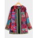 Ethnic Style Vintage Floral Printed Long Sleeve Coats For Women