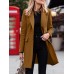 Solid Button Long Sleeve Lapel Coat For Women