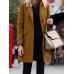 Solid Button Long Sleeve Lapel Coat For Women