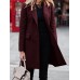 Solid Button Long Sleeve Lapel Coat For Women