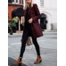 Solid Button Long Sleeve Lapel Coat For Women