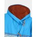 Women Ethnic Pattern Print Button Woolen Hooded Long Sleeve Casual Coat