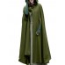 Women Hooded Style Ankle Length Woolen Long Cloak Loose Sleeveless Coats