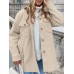 Women Loose Pockerts Buttons Solid Lapel Long Sleeve Casual Coats