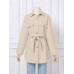 Women Loose Pockerts Buttons Solid Lapel Long Sleeve Casual Coats