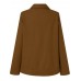 Women Pocket Solid Color Button Lapel Long Sleeve Casual Jackets