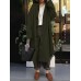 Women Solid Color Button Down Front Pocket Mid-Calf Length Hoodie Jacket