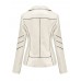 Women Solid Color Faux PU Leather Motorcycle Jacket With Pocket