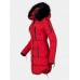 Women Solid Color Multi Pocket Zipper Front Faux Fur Collar Hooded Coat