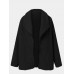 Women Teddy Velvets Loose Casual Solid Spliced Large Lapel Lining Long Sleeve without Pockets Leisure Coat