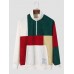 Men Color Block Patchwork Half Zip Corduroy Pullover Sweatshirts