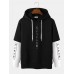 Men Colorblock Faux Two Pieces Japanese Letter Hooded Sweatshirt