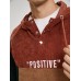 Men Corduroy Patchwork Contrast Color Embroidery Letter Hooded Sweatshirt