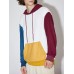 Men Knitted Patchwork Drawstring Kangaroo Pocket Hooded Sweatshirt