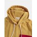 Mens Corduroy Vintage Patchwork Drawstring Hoodies With Flap Pocket