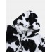 Mens Cows Print Fluffy Long Sleeve Plush Hoodie With Kangaroo Pocket