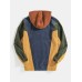 Mens Designer Patchwork Corduroy Half Button Pullover Hoodies