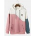 Mens Rose Three Color Block Vintage Flower Printed Hoodies