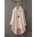 100% Cotton Casual Loose Lapel Solid Shirts For Women