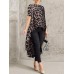 100% Polyester Leopard Print High Low Blouse For Women