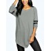 Fashion Casual Top Splicing Stripe Trims Long Sleeve Blouse for Women