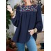 O-Neck Floral Bohemian Leisure Full Sleeve Blouses For Women