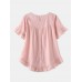 Solid Color O-neck Ruffle Sleeve Plain Casual Blouse For Women