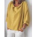 Women Casual Cotton Pure Color Long Sleeve Blouse